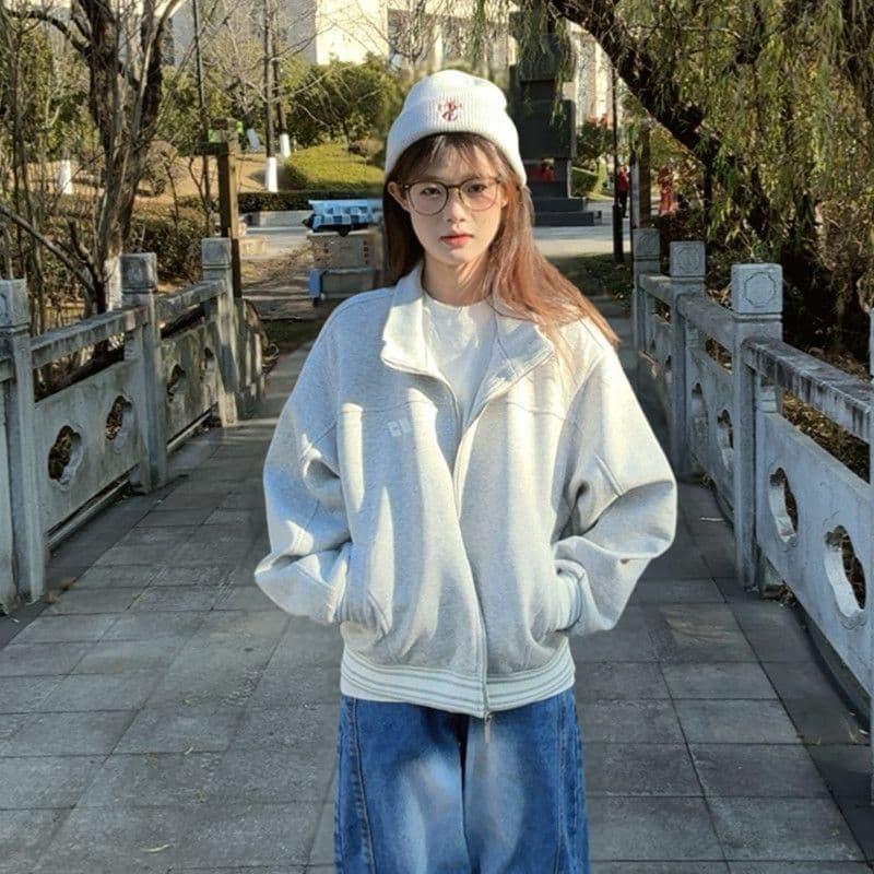 얇은 스타일 이후 패키지 칼라 순수한 Mianhua 면 복합 후드티 여성 이미지 3