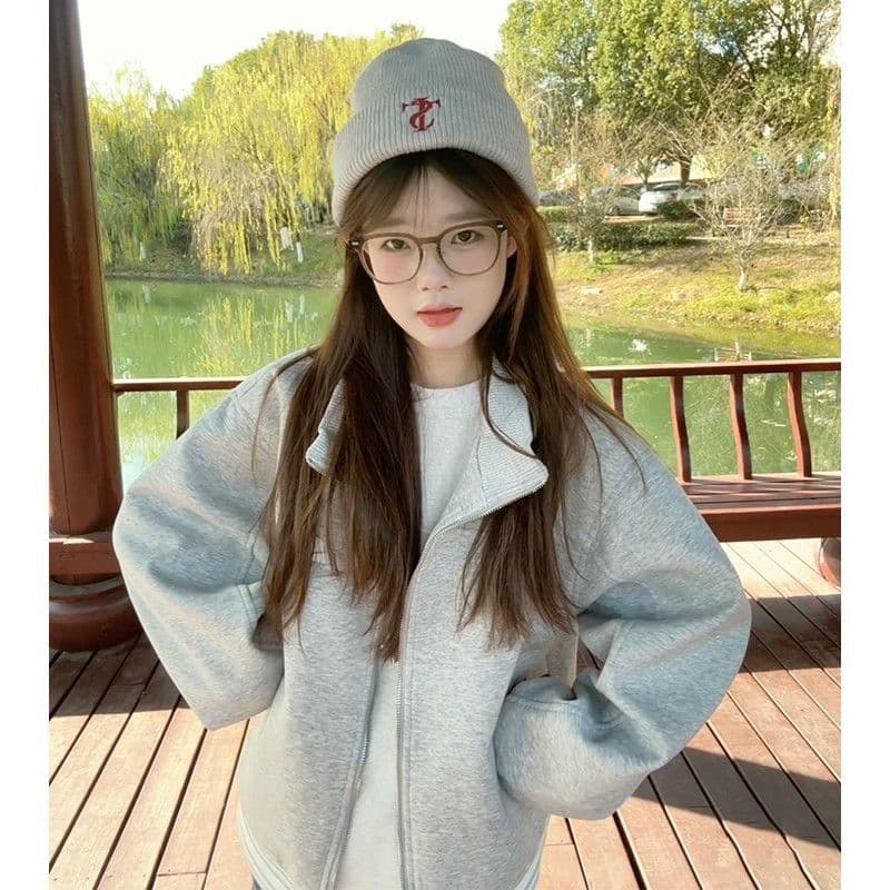 얇은 스타일 이후 패키지 칼라 순수한 Mianhua 면 복합 후드티 여성 상세 이미지 10
