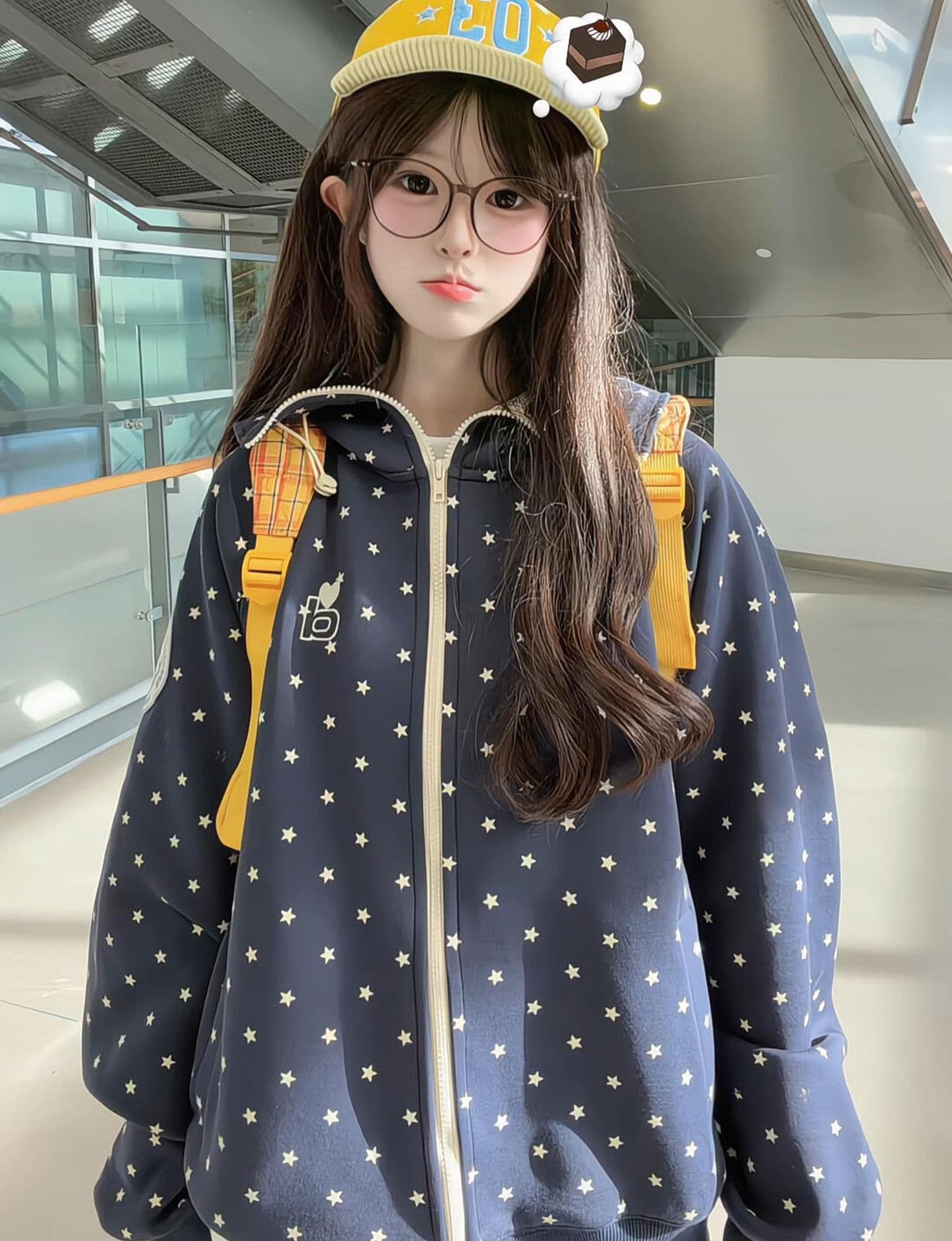 얇은 스타일 자수 옥수수 눈 밴딩 로프 이후 패키지 칼라 순수한 Mianhua 면 복합 후드티 여성 상세 이미지 4