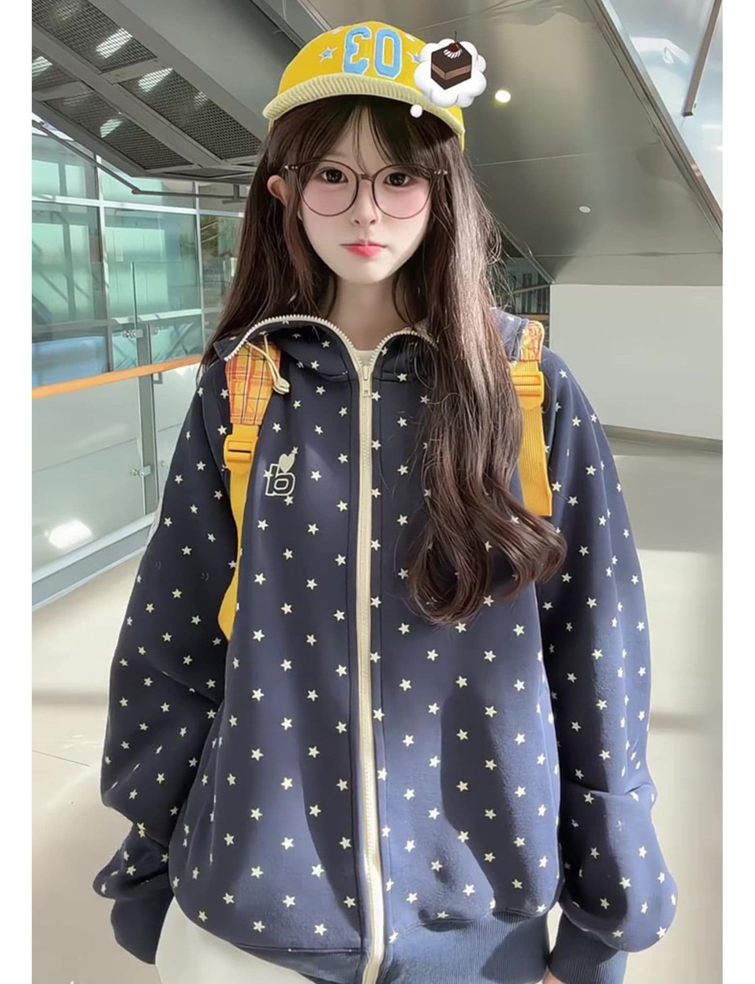 얇은 스타일 자수 옥수수 눈 밴딩 로프 이후 패키지 칼라 순수한 Mianhua 면 복합 후드티 여성 상세 이미지 5