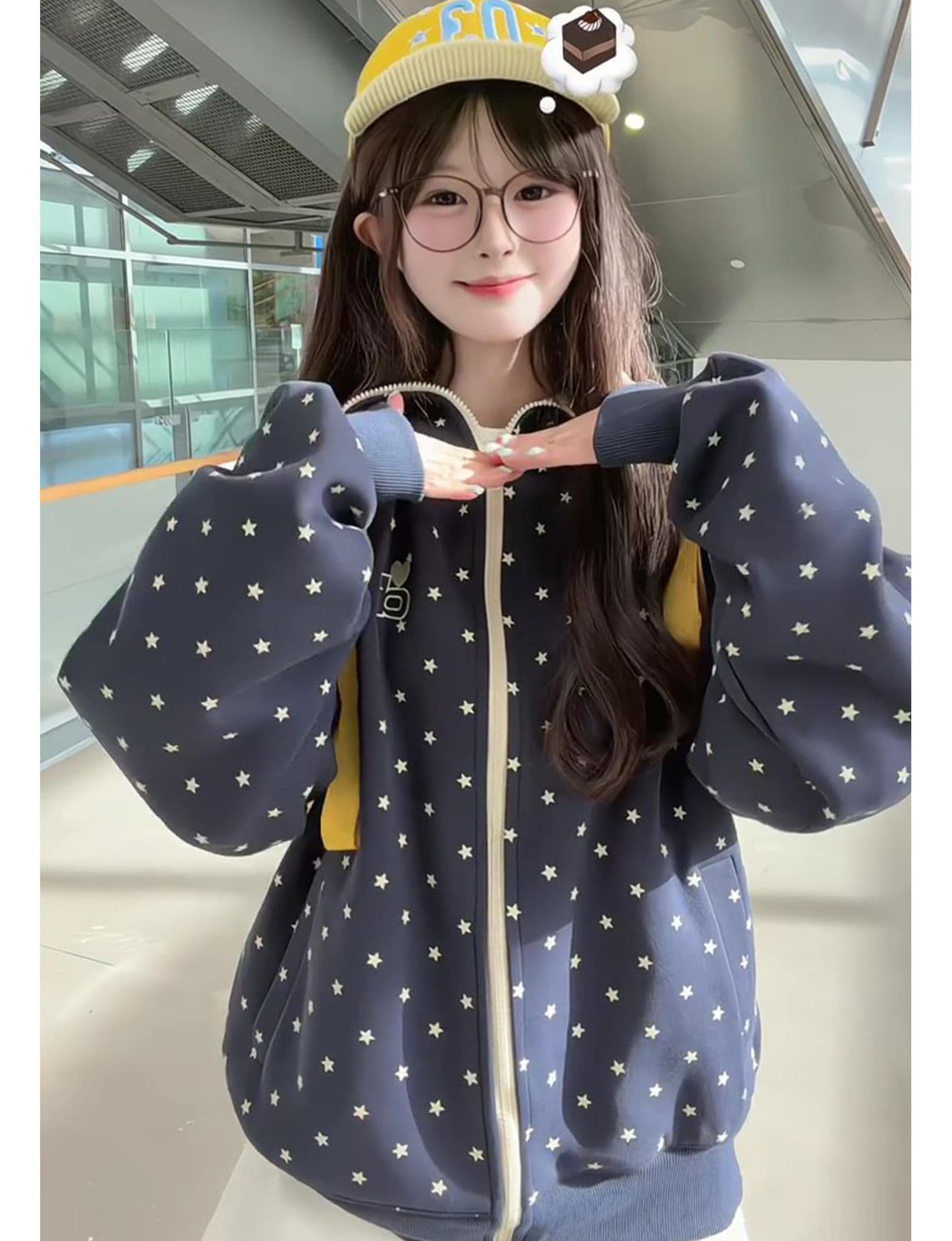 얇은 스타일 자수 옥수수 눈 밴딩 로프 이후 패키지 칼라 순수한 Mianhua 면 복합 후드티 여성 상세 이미지 6