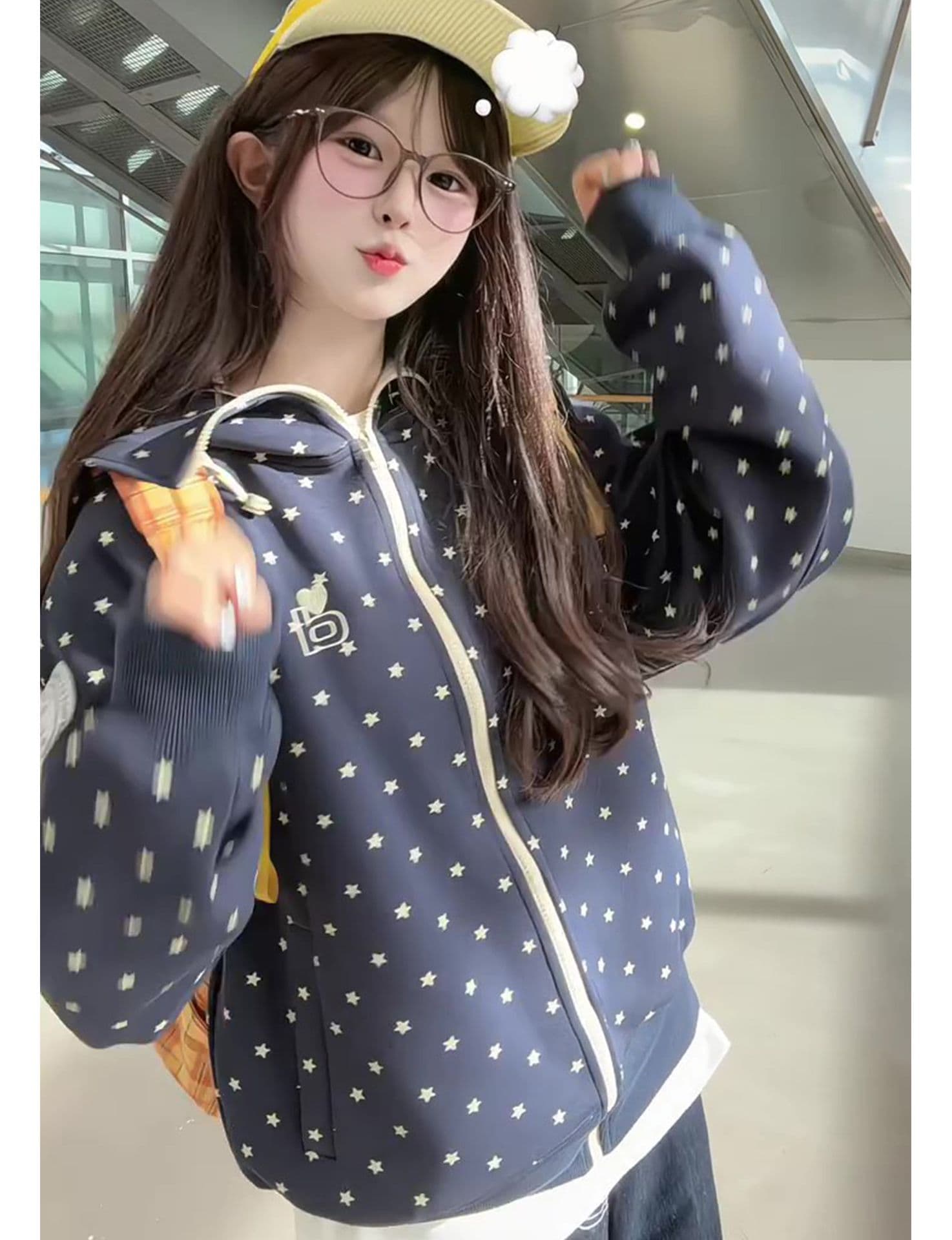 얇은 스타일 자수 옥수수 눈 밴딩 로프 이후 패키지 칼라 순수한 Mianhua 면 복합 후드티 여성 상세 이미지 10