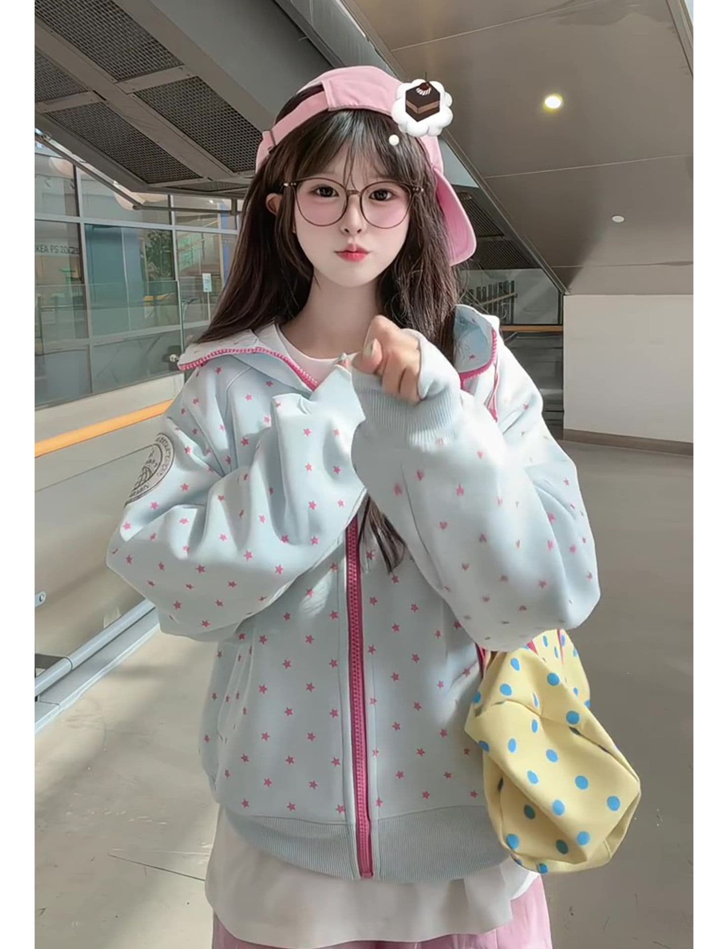 얇은 스타일 자수 옥수수 눈 밴딩 로프 이후 패키지 칼라 순수한 Mianhua 면 복합 후드티 여성 상세 이미지 13