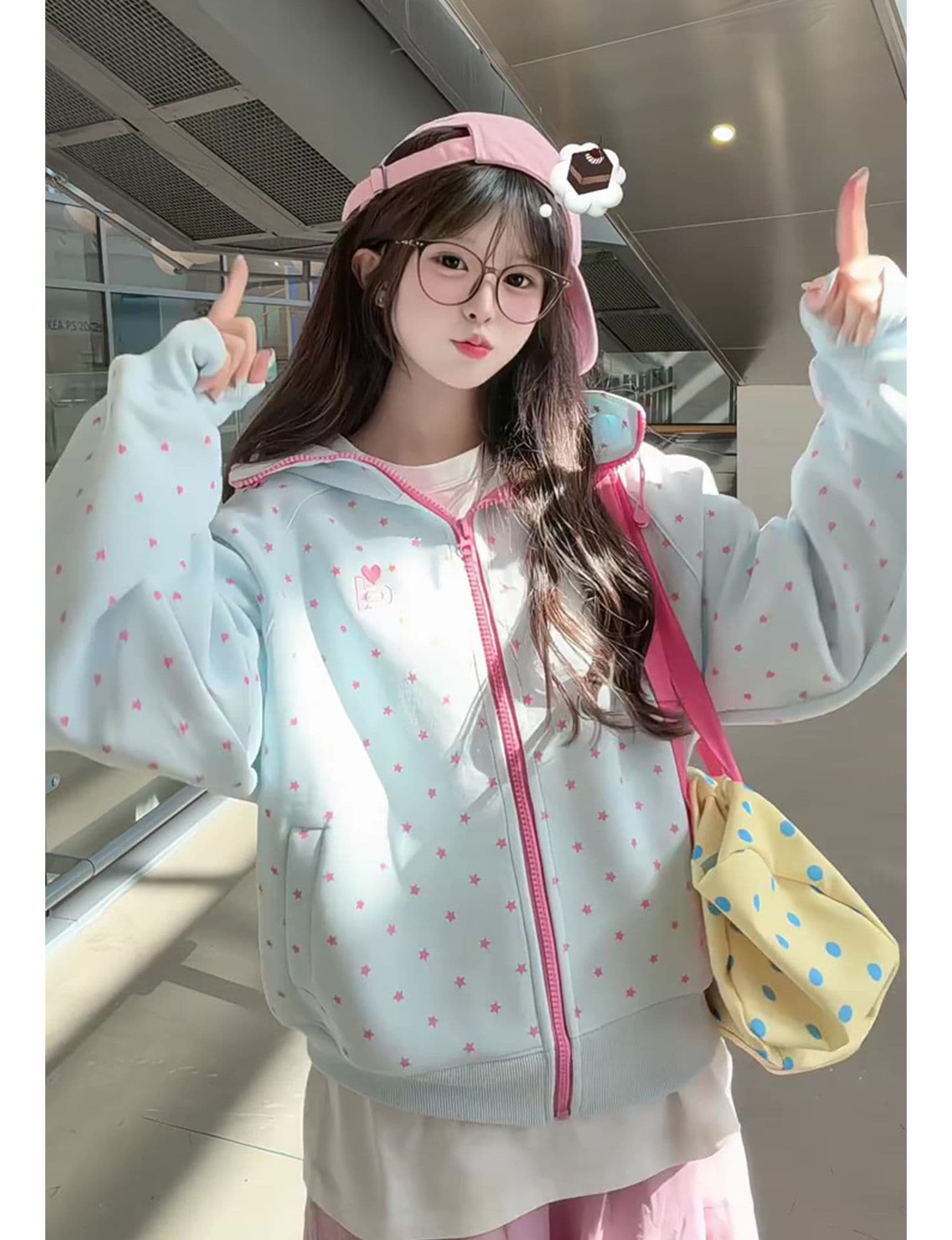 얇은 스타일 자수 옥수수 눈 밴딩 로프 이후 패키지 칼라 순수한 Mianhua 면 복합 후드티 여성 상세 이미지 14