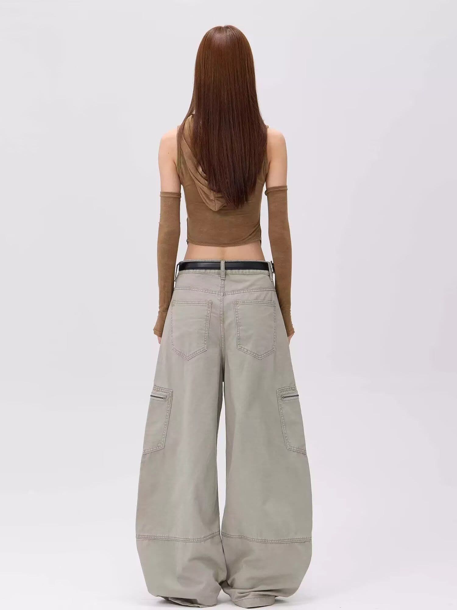 아메리칸 디자인 센스 모통이 칼 바지 남녀 봄 가을 새로운 다용도 웃음 하 주머니 루즈핏 워크웨어 캐주얼 바지 상세 이미지 5