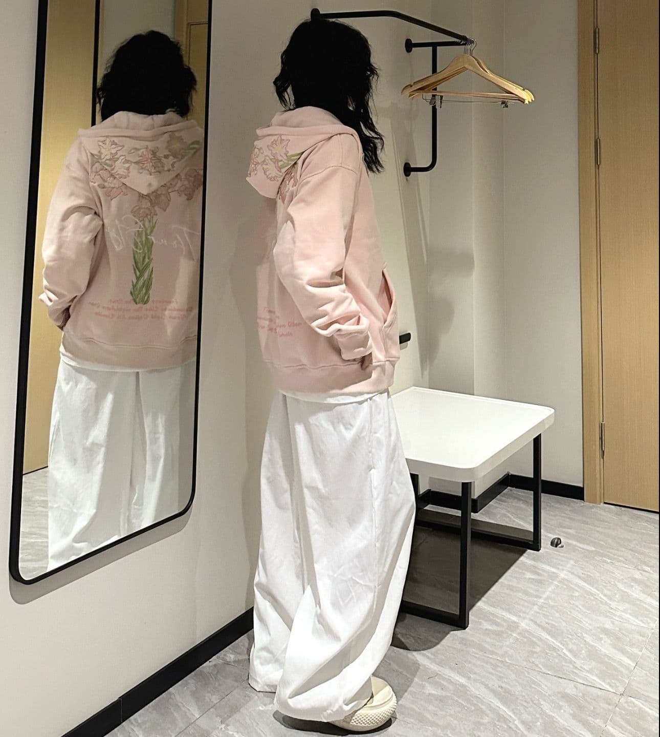 얇은 스타일 털이 있는 원본 솜씨 순수한 Mianhua 면 복합 후드티 여성 상세 이미지 5