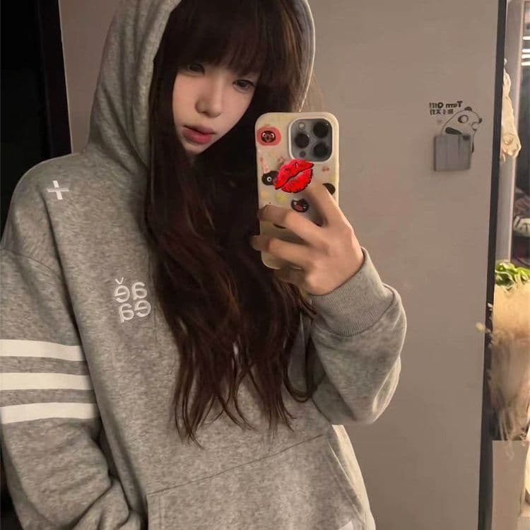 얇은 스타일 자수 이후 패키지 칼라 순수한 Mianhua 면 복합 후드티 여성 상세 이미지 2
