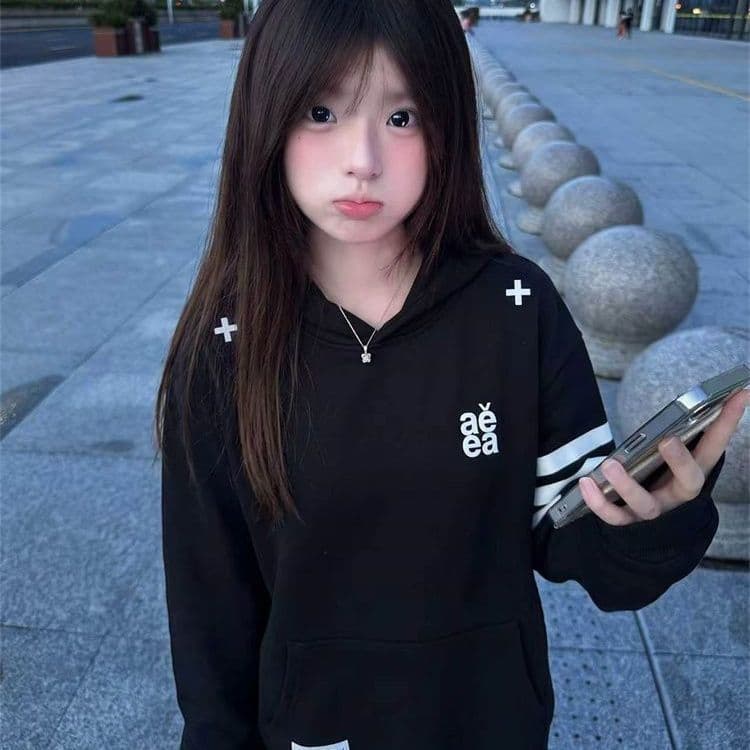 얇은 스타일 자수 이후 패키지 칼라 순수한 Mianhua 면 복합 후드티 여성 상세 이미지 3