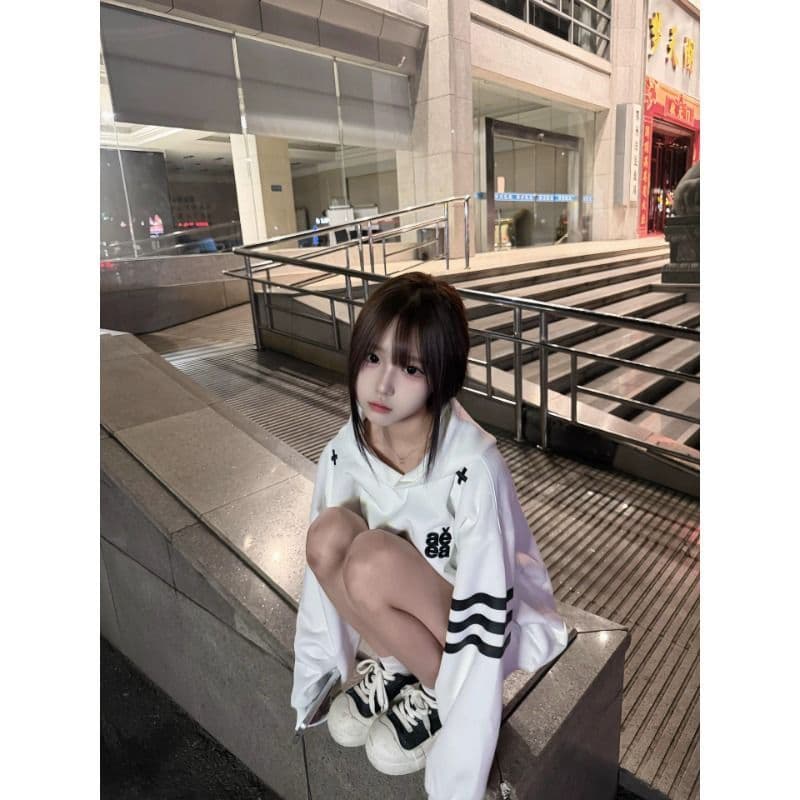 얇은 스타일 자수 이후 패키지 칼라 순수한 Mianhua 면 복합 후드티 여성 상세 이미지 4