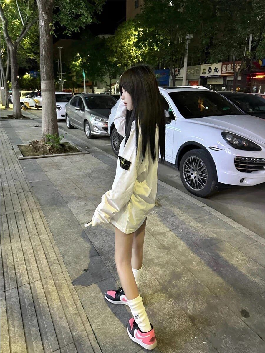 순면 220 그램 빗질하다 닫기 긴팔 티셔츠 여성 상세 이미지 2