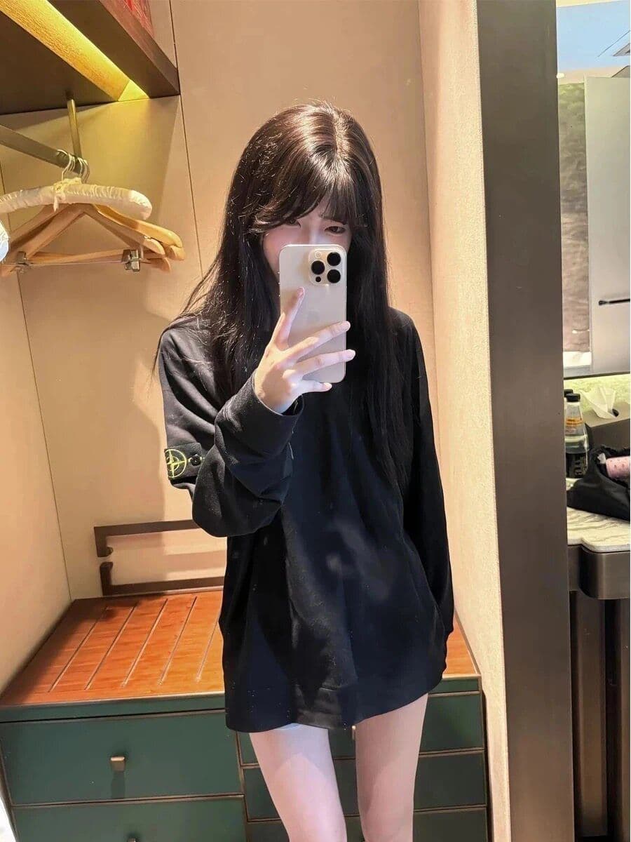 순면 220 그램 빗질하다 닫기 긴팔 티셔츠 여성 상세 이미지 4