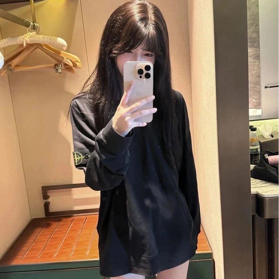 순면 220 그램 빗질하다 닫기 긴팔 티셔츠 여성 상세 이미지 6