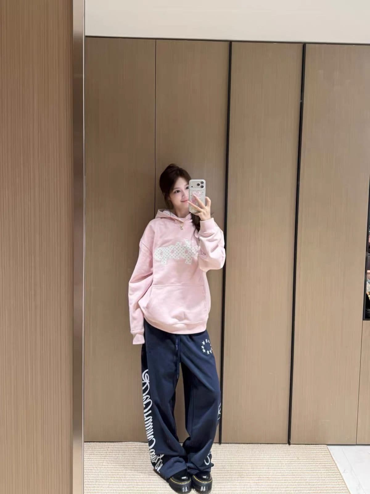 얇은 스타일 모자 인사이드 도트 무늬 자수 패치 이후 패키지 칼라 순수한 Mianhua 면 복합 후드티 여성 상세 이미지 4