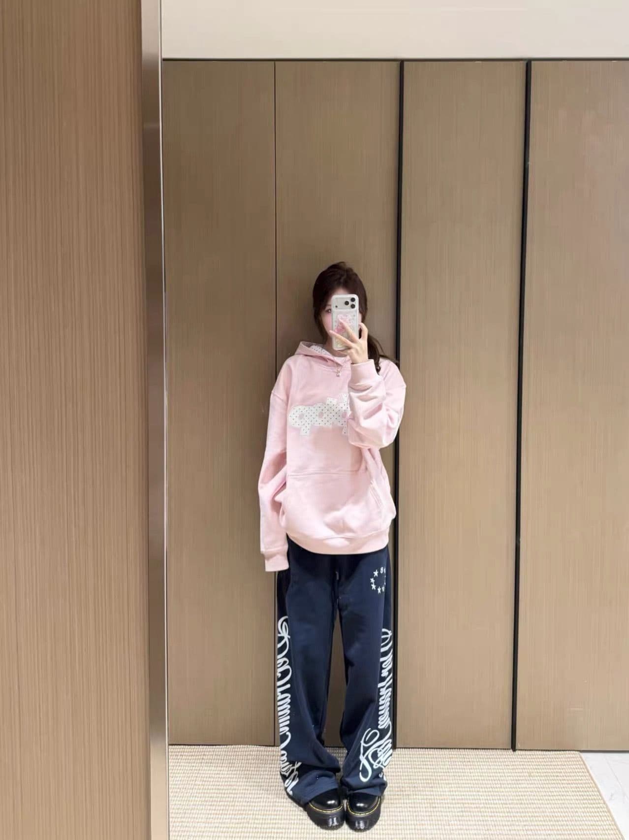 얇은 스타일 모자 인사이드 도트 무늬 자수 패치 이후 패키지 칼라 순수한 Mianhua 면 복합 후드티 여성 상세 이미지 5