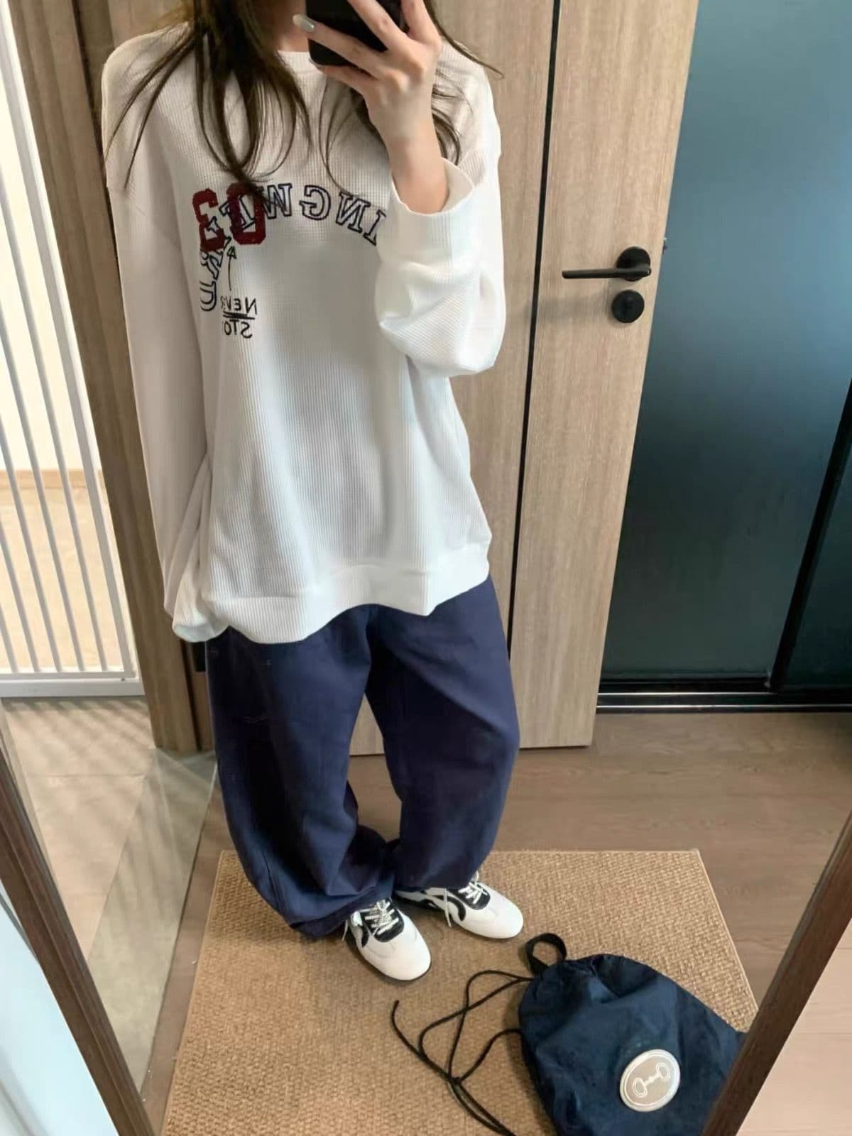 65 35 후아 남편 그리드 250그램 긴팔 티셔츠 여성 상세 이미지 2