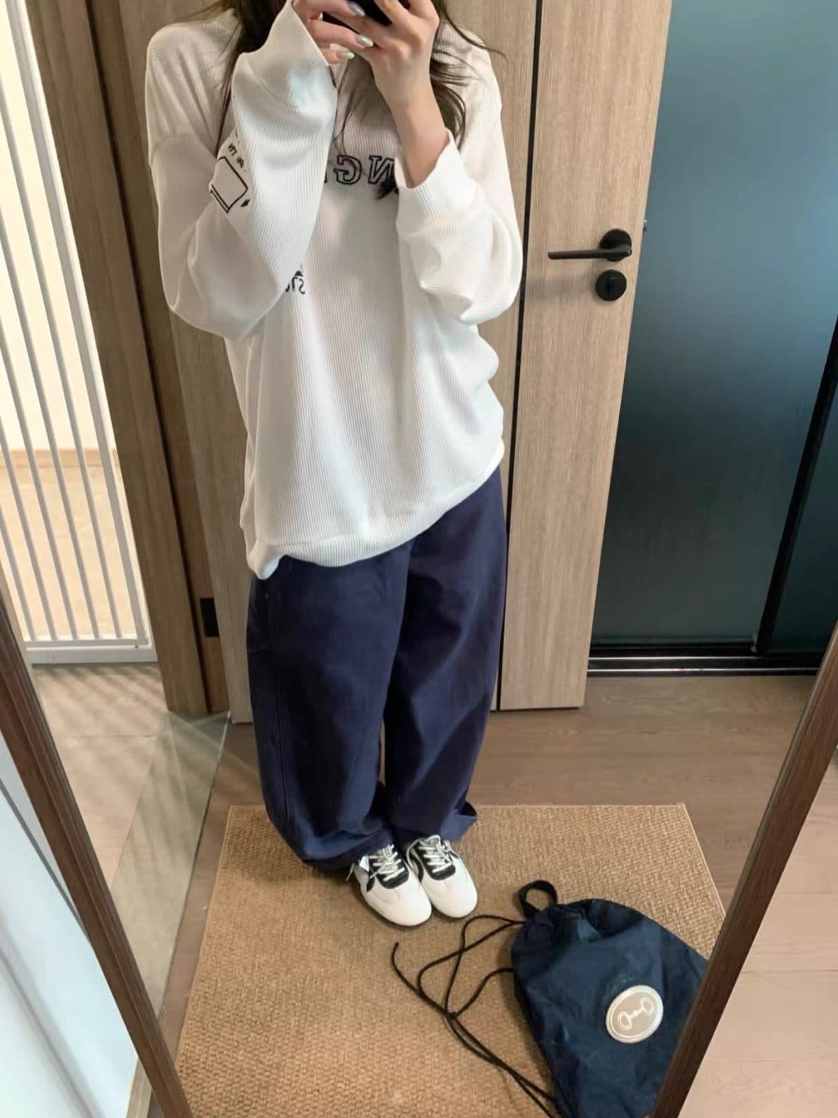 65 35 후아 남편 그리드 250그램 긴팔 티셔츠 여성 상세 이미지 3