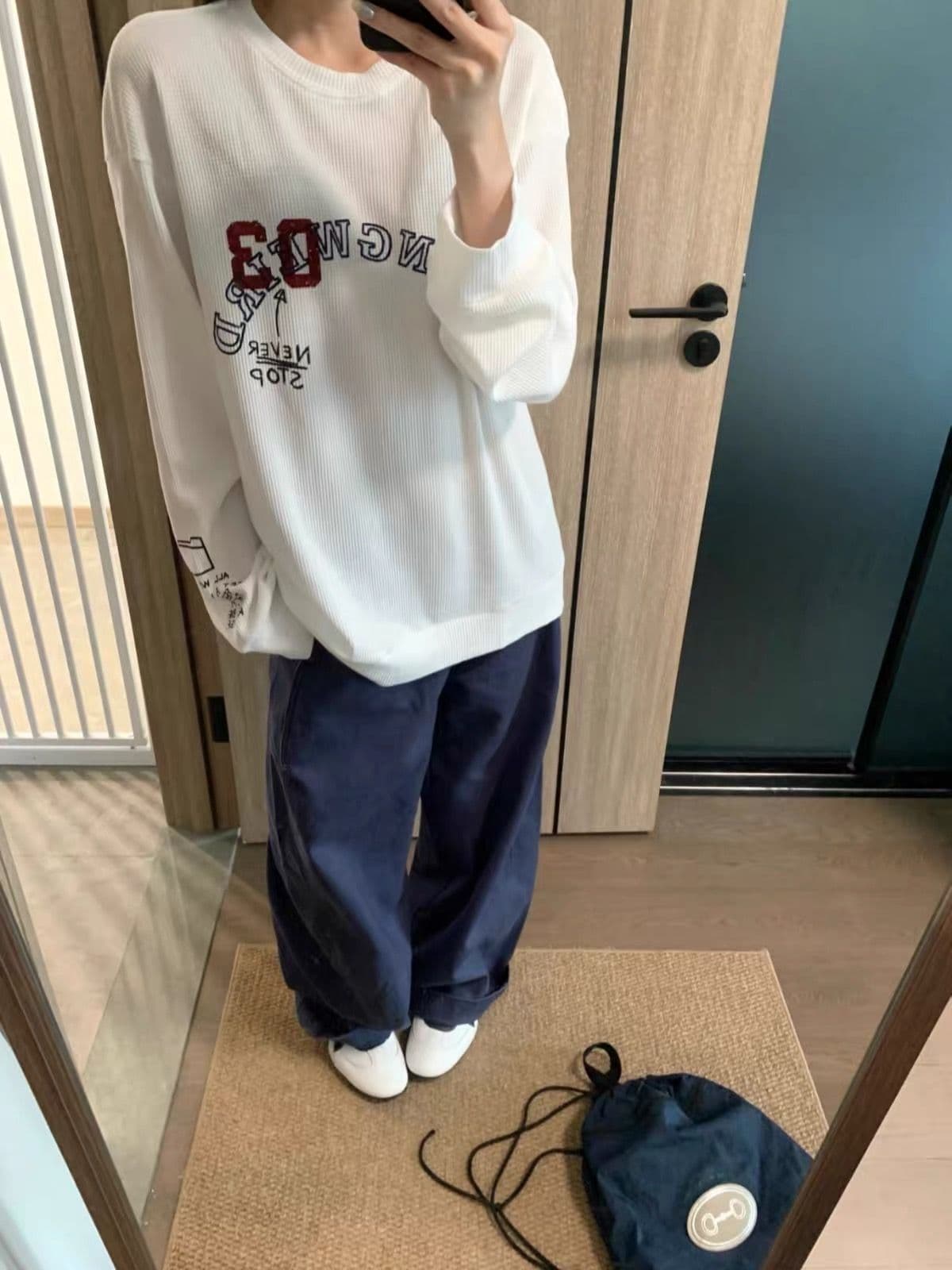 65 35 후아 남편 그리드 250그램 긴팔 티셔츠 여성 상세 이미지 5