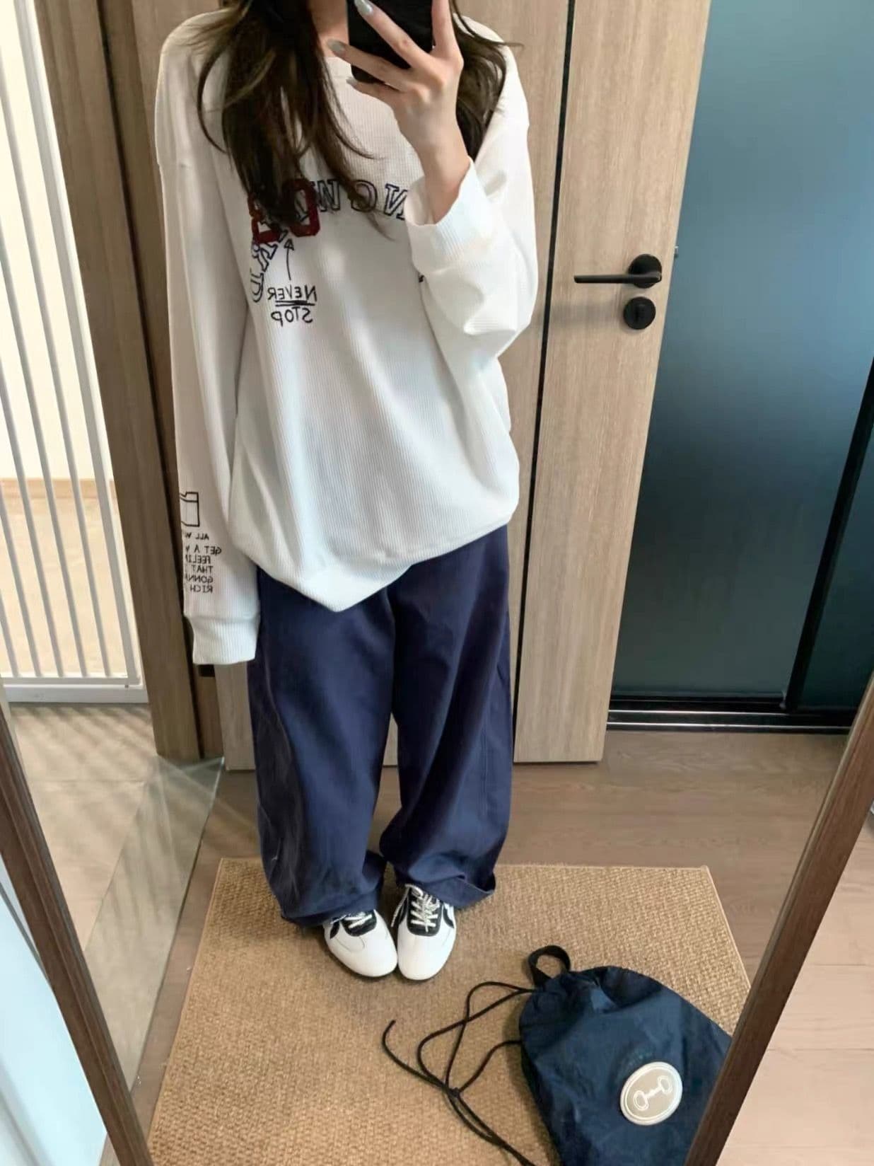 65 35 후아 남편 그리드 250그램 긴팔 티셔츠 여성 상세 이미지 7