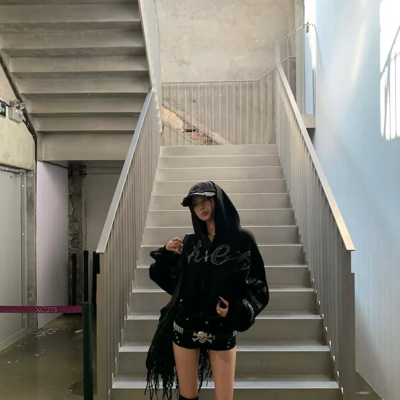 압력 훈련 백금 지퍼 이후 패키지 칼라 순수한 Mianhua 면 복합 후드티 여성 이미지 4