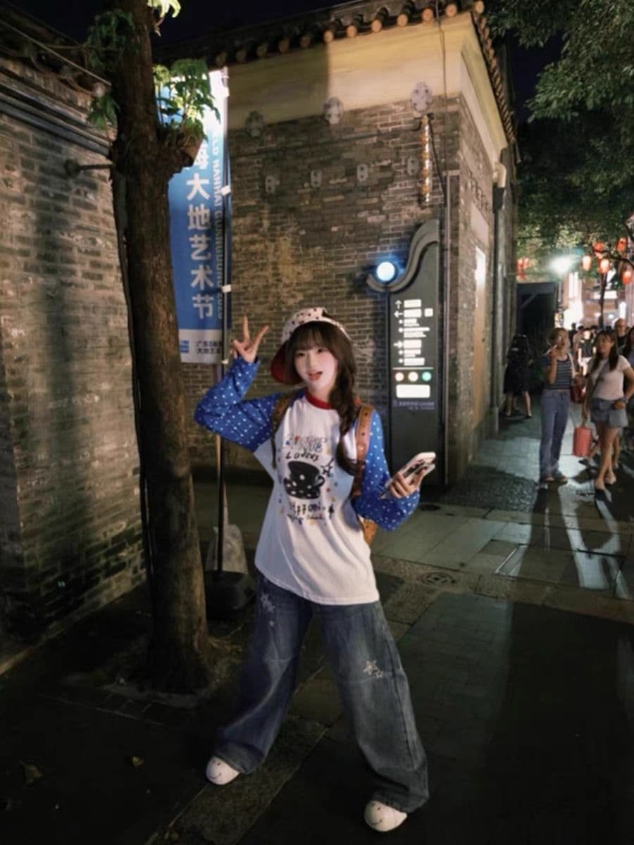 순면 220 그램 빗질하다 닫기 긴팔 티셔츠 여성 이미지 2