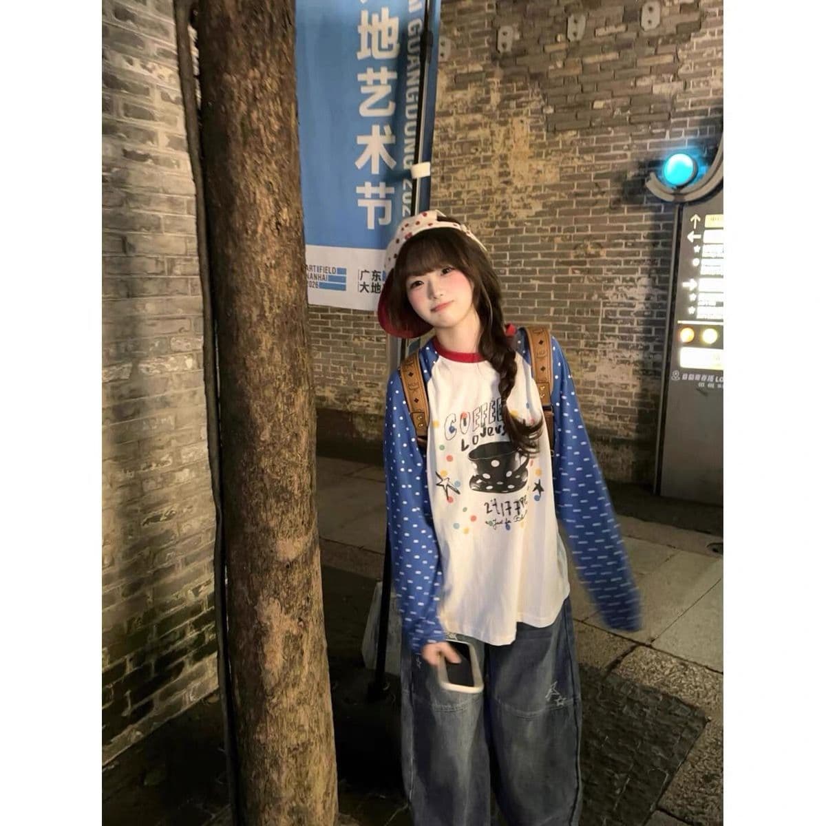순면 220 그램 빗질하다 닫기 긴팔 티셔츠 여성 상세 이미지 6