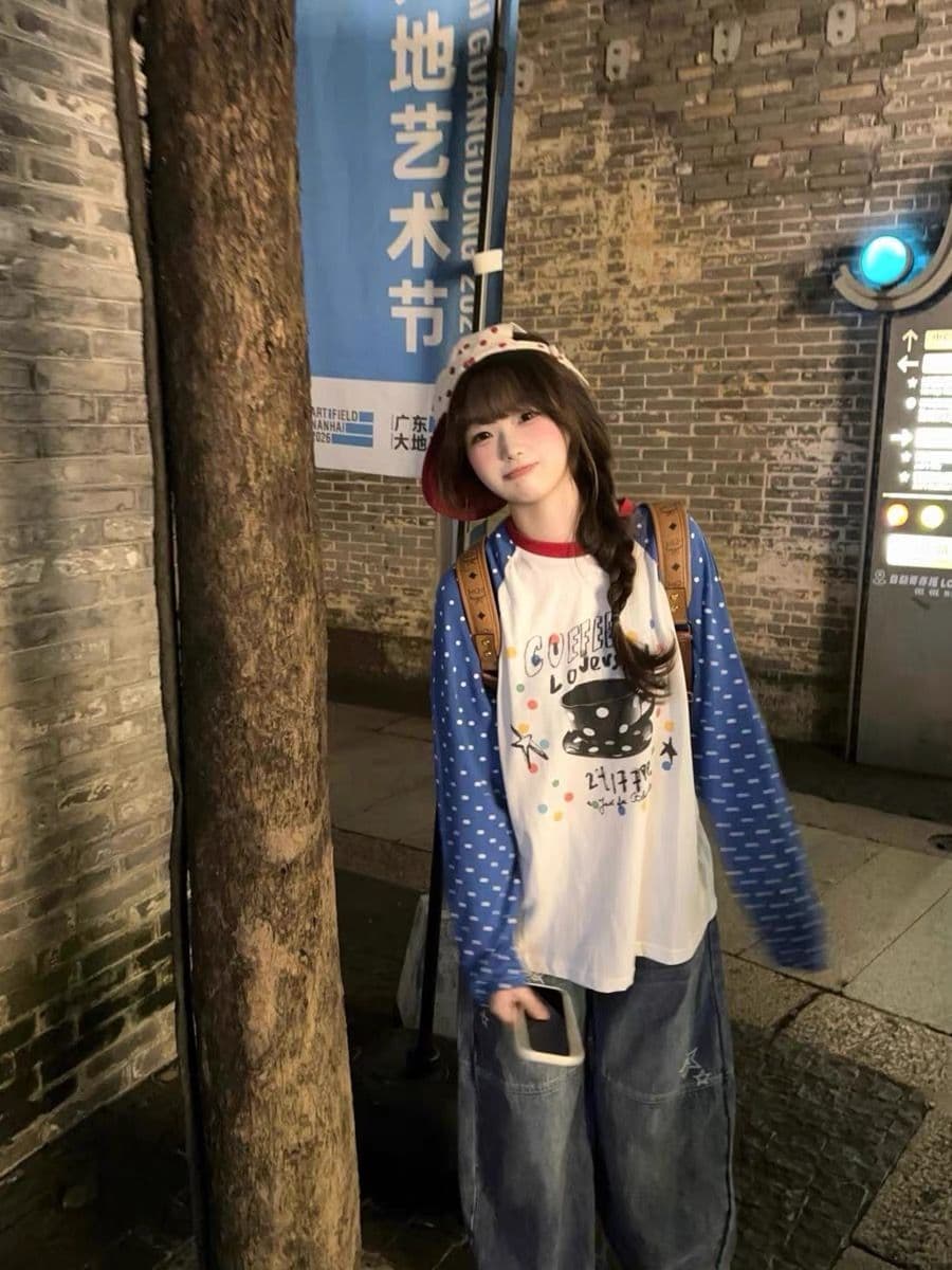 순면 220 그램 빗질하다 닫기 긴팔 티셔츠 여성 상세 이미지 7