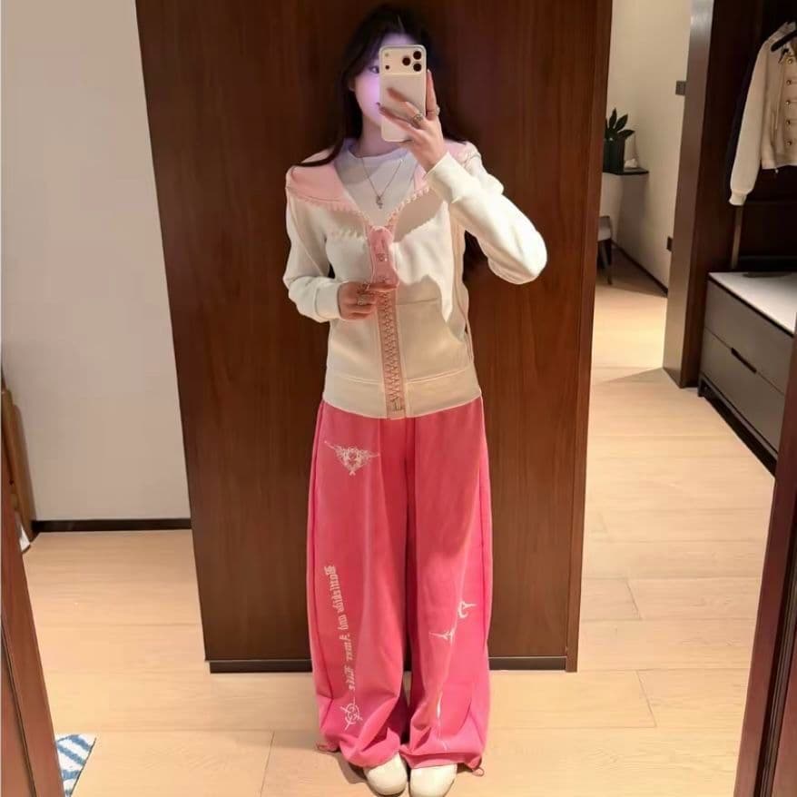 얇은 스타일 순수한 Mianhua 면 복합 후드티 여성 이미지 5