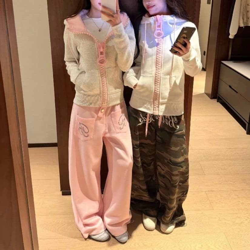 얇은 스타일 순수한 Mianhua 면 복합 후드티 여성 이미지 3