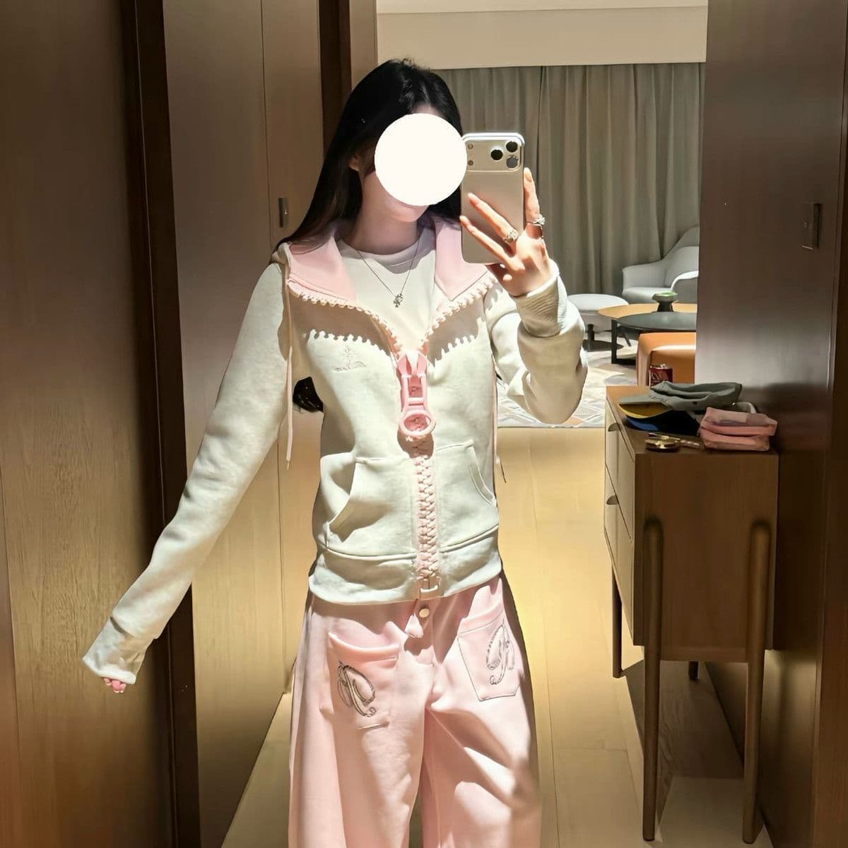 얇은 스타일 순수한 Mianhua 면 복합 후드티 여성 상세 이미지 2