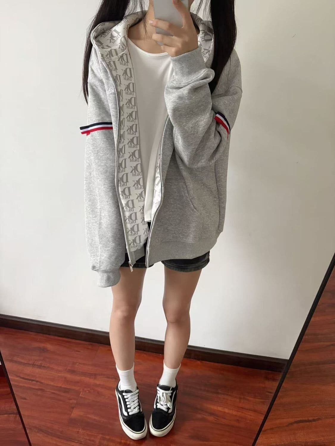 얇은 스타일 백금 지퍼 인사이드 펌프 이후 패키지 칼라 순수한 Mianhua 면 복합 후드티 여성 상세 이미지 4