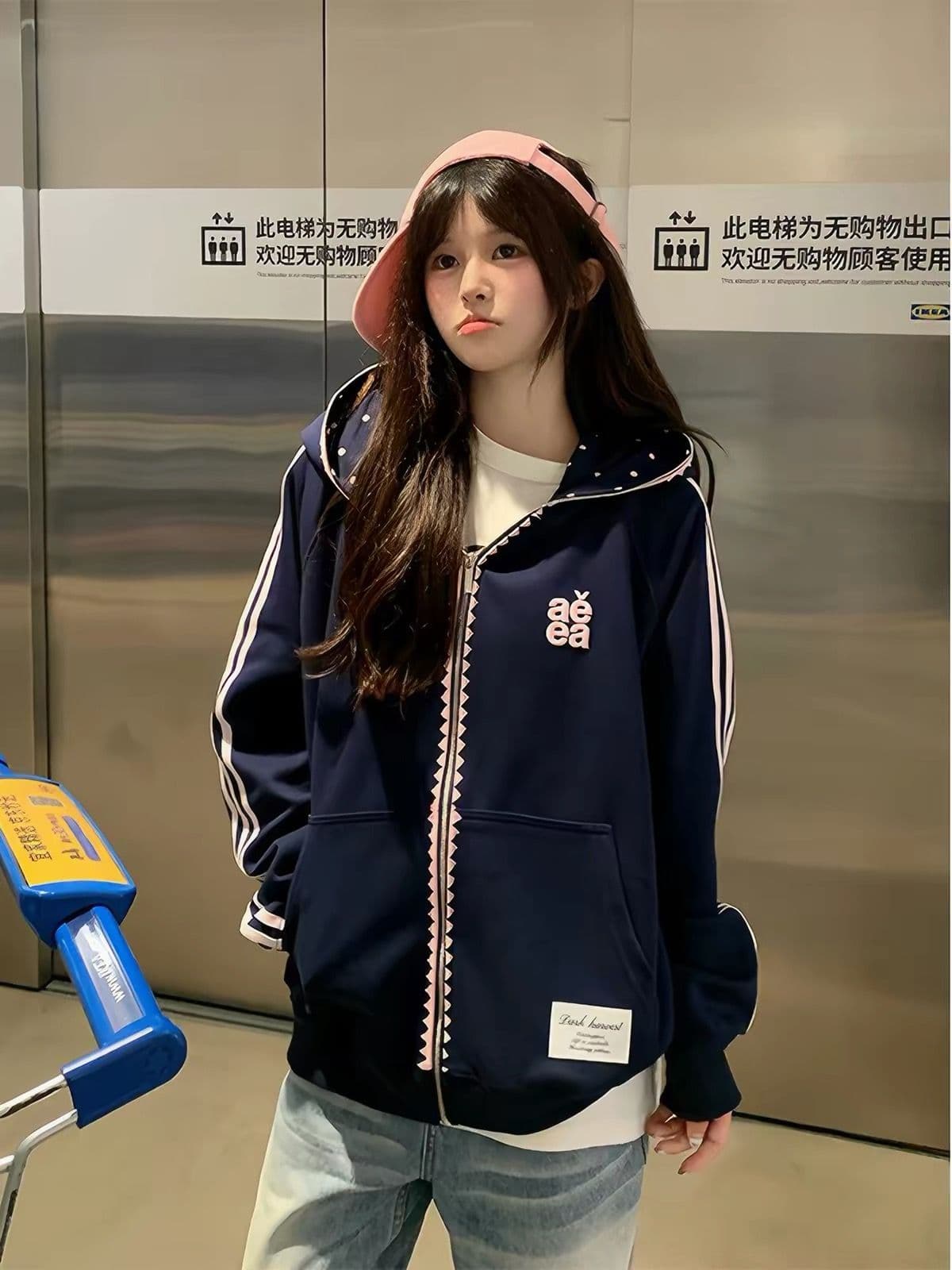 얇은 스타일 백금 지퍼 인사이드 펌프 이후 패키지 칼라 순수한 Mianhua 면 복합 후드티 여성 상세 이미지 4