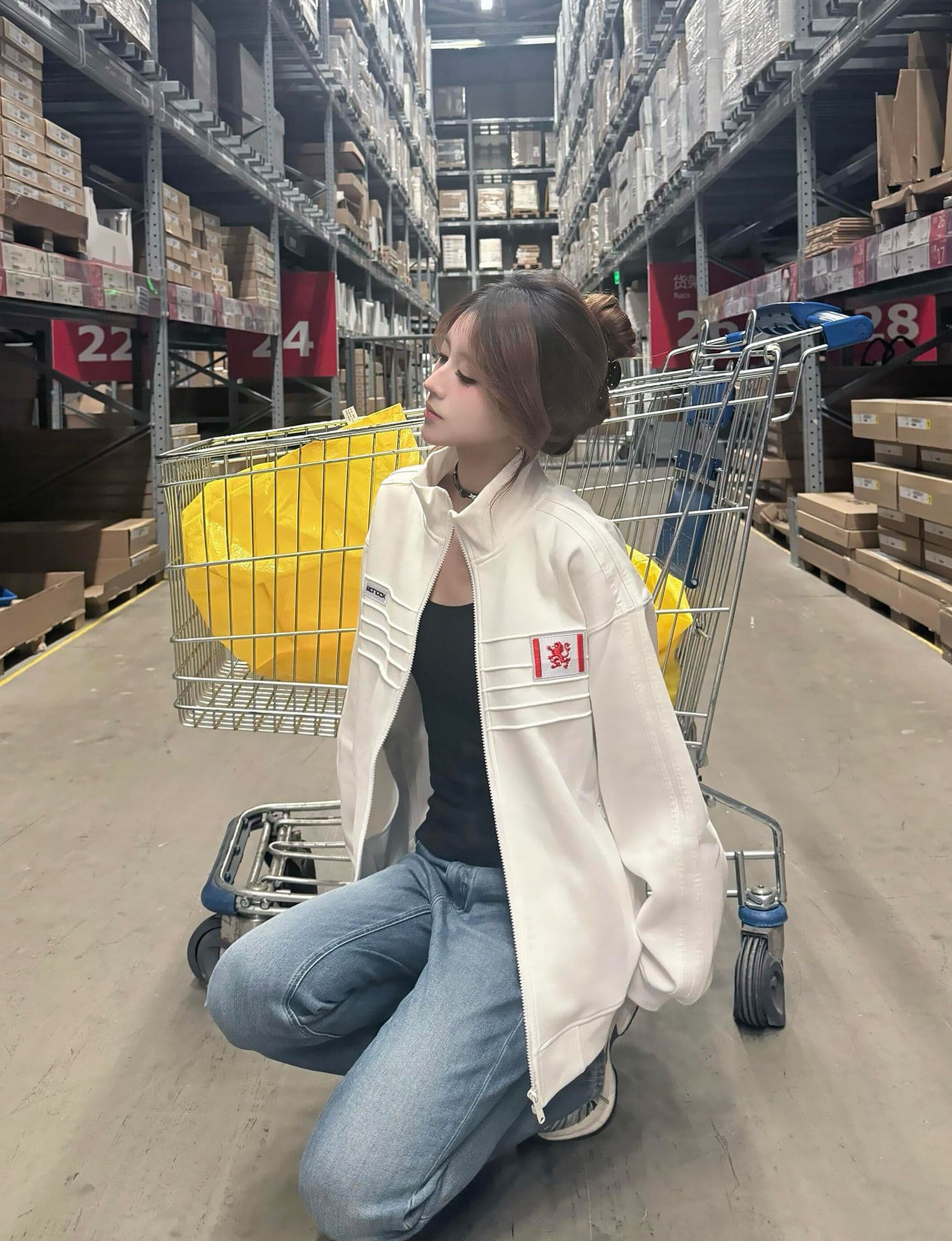 얇은 스타일 털이 있는 순수한 Mianhua 면 복합 후드티 여성 상세 이미지 5