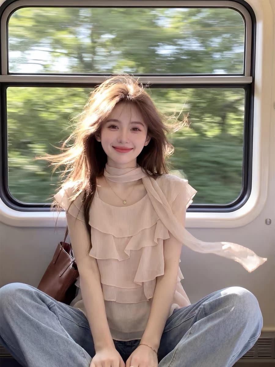 프릴 작은 날다 소매 쉬폰 여성 셔츠 여름 슈퍼 요정 오프숄더 비스듬한 어깨 행침 목 맨위 아름다운 아름다운 상세 이미지 3