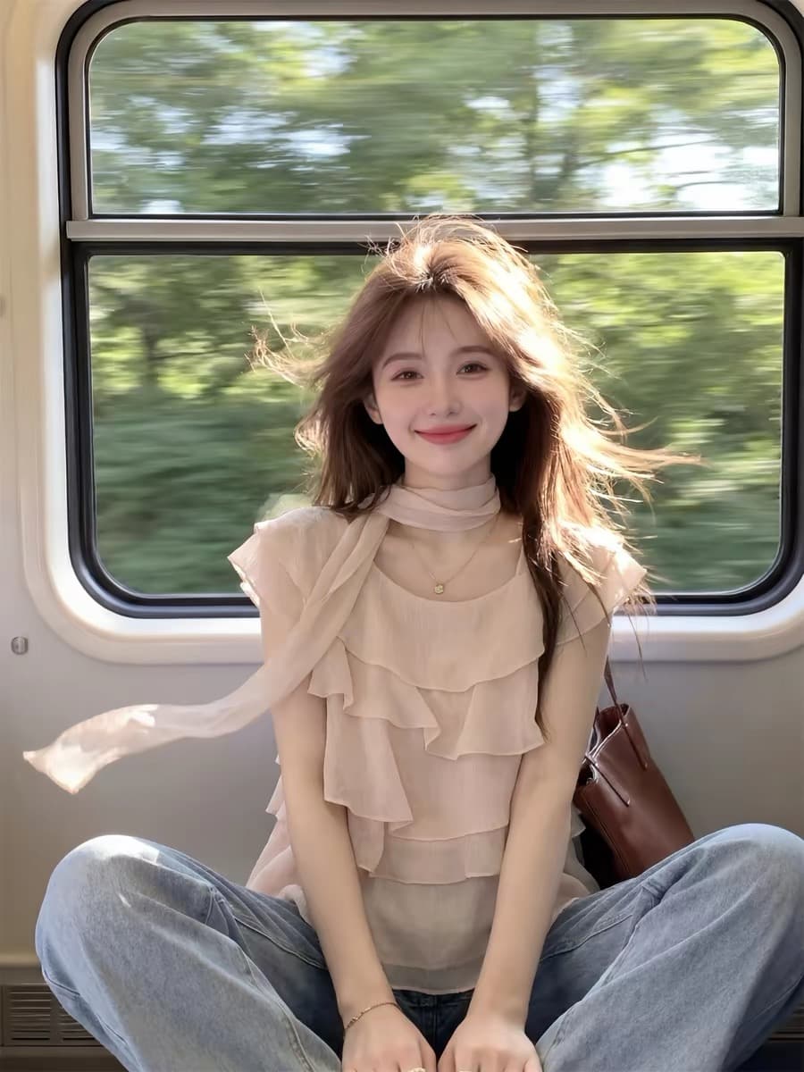 프릴 작은 날다 소매 쉬폰 여성 셔츠 여름 슈퍼 요정 오프숄더 비스듬한 어깨 행침 목 맨위 아름다운 아름다운 상세 이미지 5