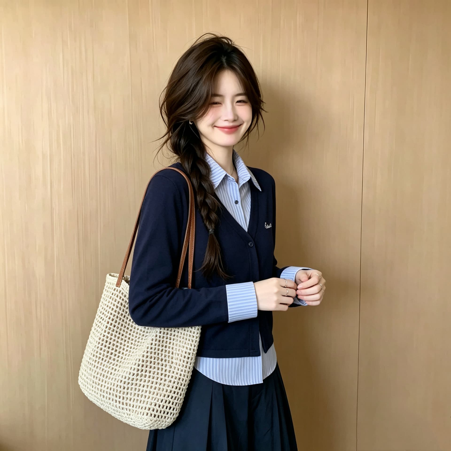 2026 이른 가을 새로운 달콤함 페이크 레이어드 스트라이프 패치워크 연령 감소 긴팔 셔츠 여성 셔츠 상세 이미지 4
