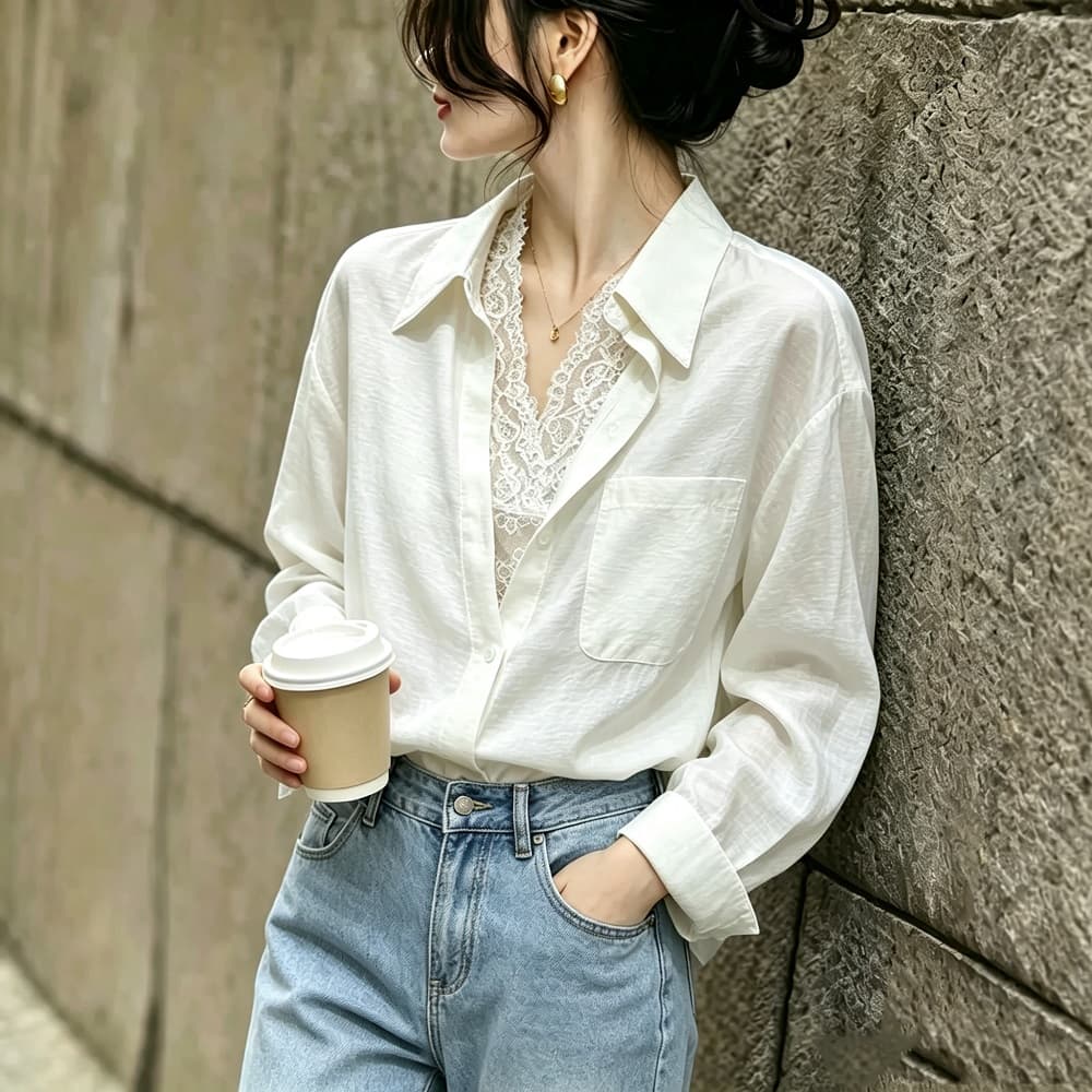 2026 새로운 프랑스식 빛 요리 한 바람 명문 여성 품격 레이 실크 조끼 트위스트 Pleat 셔츠 투피스 세트 트렌디 상세 이미지 4