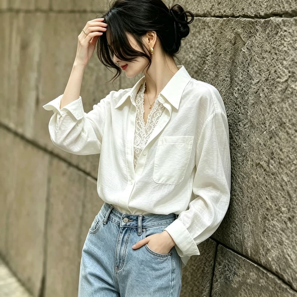 2026 새로운 프랑스식 빛 요리 한 바람 명문 여성 품격 레이 실크 조끼 트위스트 Pleat 셔츠 투피스 세트 트렌디 상세 이미지 5