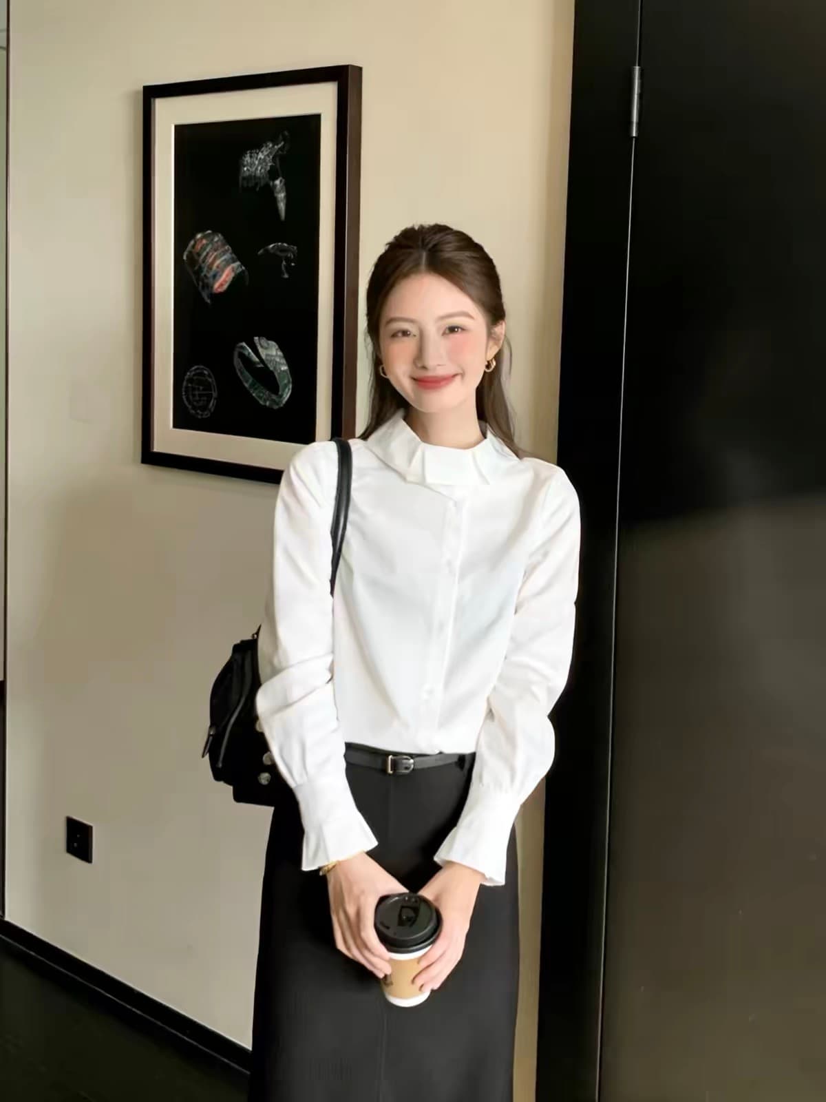 한 부서 지성 출퇴근 바람 빛 럭셔리 레이스 칼라 여성 셔츠 봄 새로운 긴팔 고급 센스 외국 가스 연령 감소 맨위 상세 이미지 4