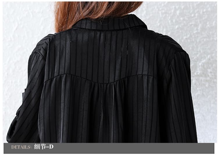 질감 수직 곡물 폴로 칼라 여성 셔츠 루즈핏 긴팔 작은 셔츠 미니멀리즘 품격 얇은 스타일 캐주얼 다용도 셔츠 상세 이미지 26
