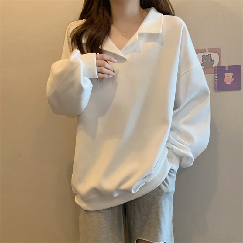 느긋한 바람 POLO 칼라 후드티 여성 2025 봄 지방 mm 루즈핏 슬림해 보이는 맨위 중간 길이 재킷 상세 이미지 15