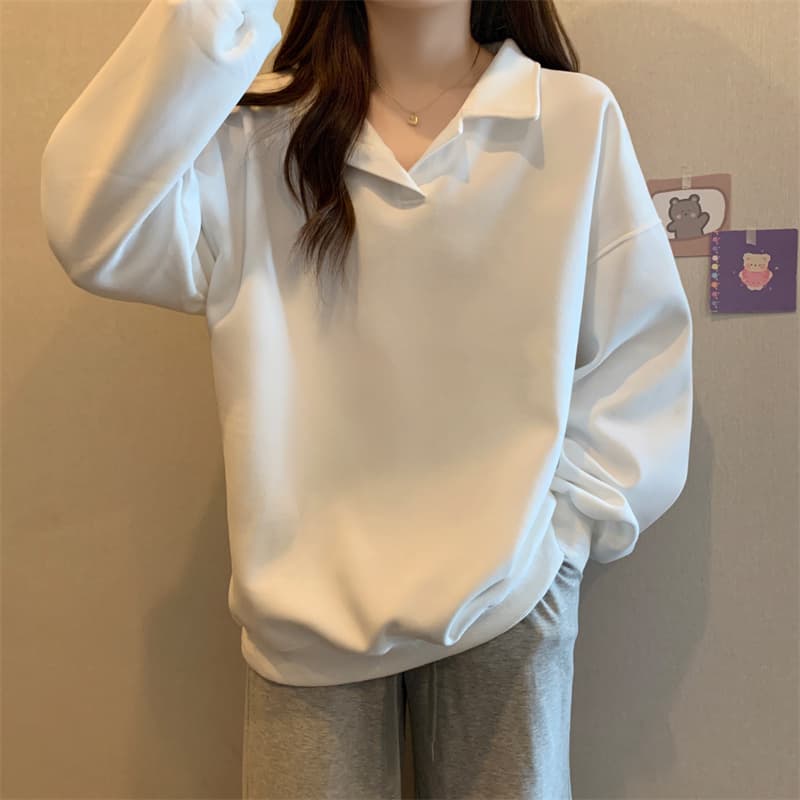 느긋한 바람 POLO 칼라 후드티 여성 2025 봄 지방 mm 루즈핏 슬림해 보이는 맨위 중간 길이 재킷 상세 이미지 18