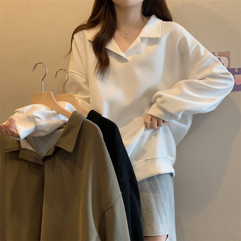 느긋한 바람 POLO 칼라 후드티 여성 2025 봄 지방 mm 루즈핏 슬림해 보이는 맨위 중간 길이 재킷 상세 이미지 41