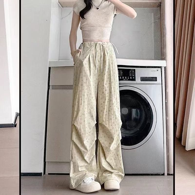 아메리칸 얼음 실크 속도 건조한 워크웨어 팬츠 여성 여름 얇은 스타일 루즈핏 조거 넓은 다리 캐주얼 운동 바지 자외선 차단 등산 바지