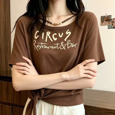 패션 한국 스타일 알파벳 프린트 반팔 티셔츠 여성 여름 빅 사이즈 지방 mm 고유 한 Chic 루즈핏 슬림해 보이는 맨위 트렌디 상세 이미지 1