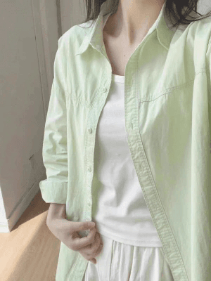 봄 여름 순면 황색 셔츠 출퇴근 착용 가져 가라. 2026 새로운 여성 얇은 스타일 긴팔 셔츠 재킷 자외선 차단 맨위 상세 이미지 1