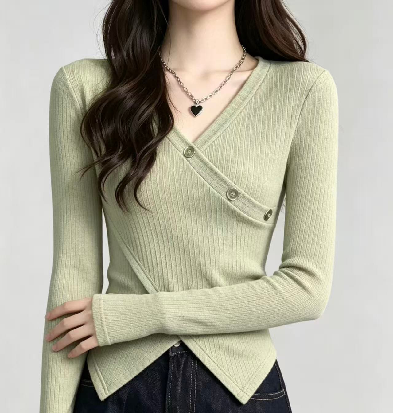 섹시함 순수한 욕망 패션 장식 버튼 기본 셔츠 여성 가을 새로운 허리 수축 몸매 가꾸기 슬림해 보이는 외국 가스 긴팔 맨위 상세 이미지 9