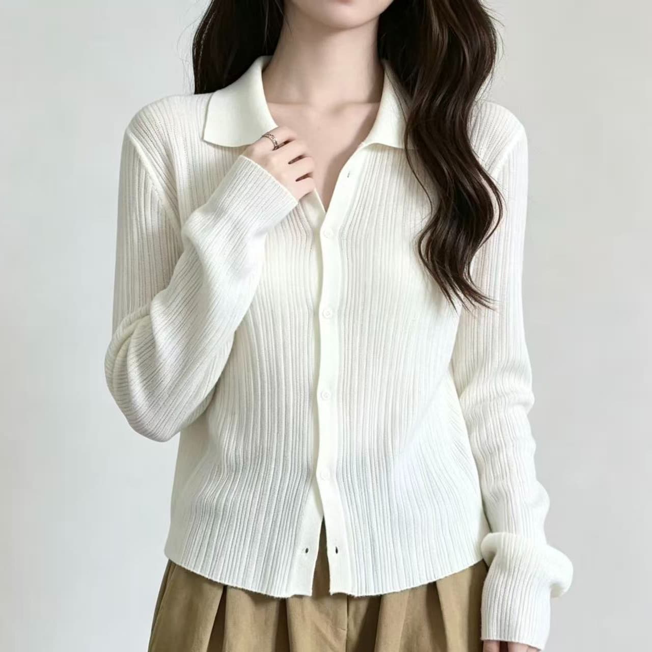 빅 사이즈 한국 여성 의류 이른 봄 새로운 지방 mm 얇은 스타일 마이크로 ~을 통해 구덩이 기사 느긋한 품격 몸매 가꾸기 통기성 차가운 센스 맨위 이미지 5