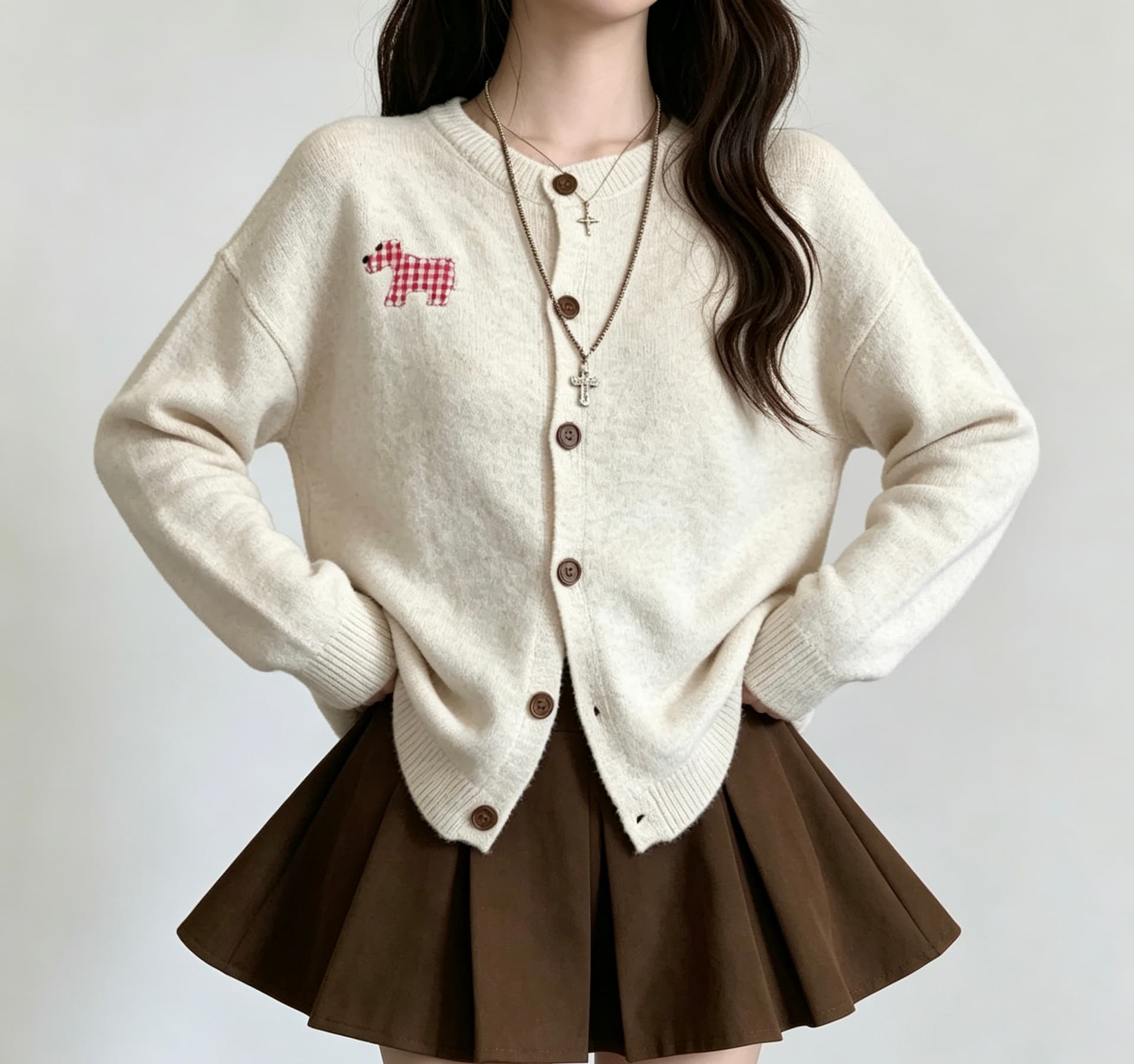 한 부서 Chic 연령 감소 스웨터 여성 코트 가을 겨울 새로운 디자인 센스 느긋한 캐주얼 다용도 니트 오픈 가디건 맨위 상세 이미지 5