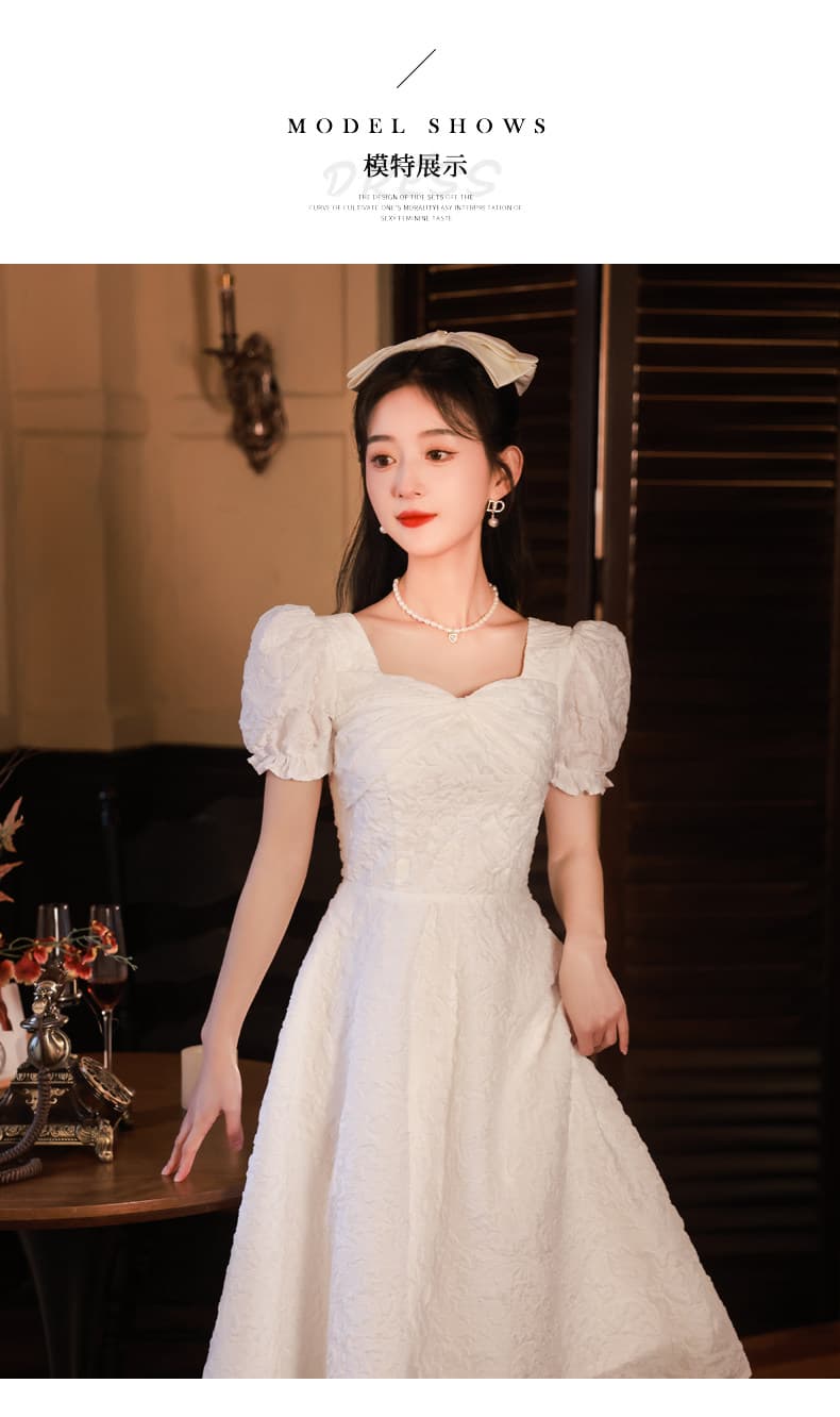 이브닝 드레스 여성 고급 센스 빛 럭셔리 작은 대중 고급 관대 한 점잖은 참여 작은 키 공부하다 잔치 화이트 드레스 상세 이미지 10