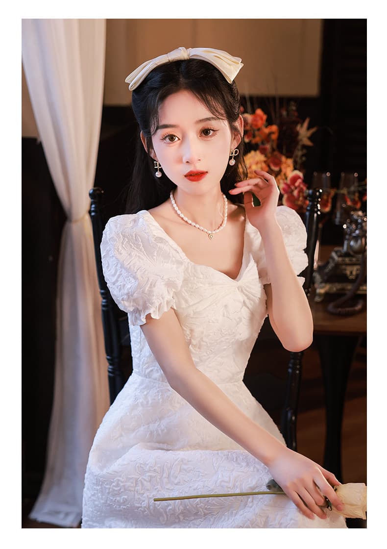 이브닝 드레스 여성 고급 센스 빛 럭셔리 작은 대중 고급 관대 한 점잖은 참여 작은 키 공부하다 잔치 화이트 드레스 상세 이미지 13